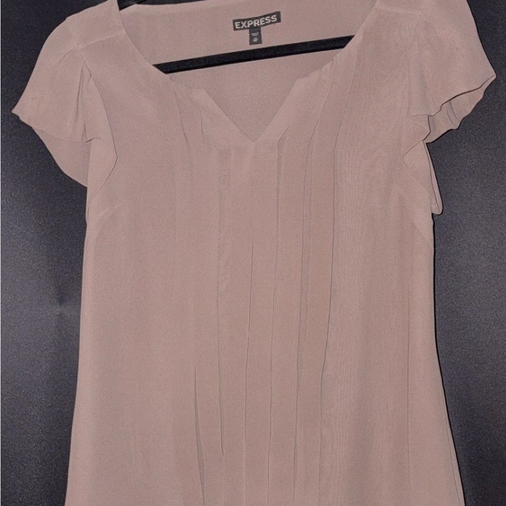 Express Tan Relaxed Pleated Blouse